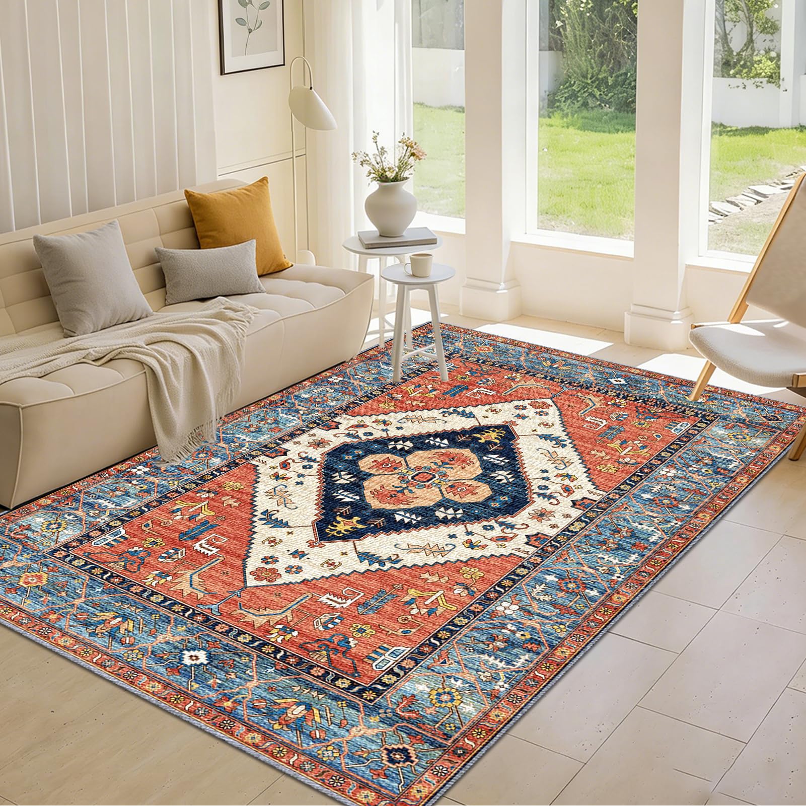 Moquette salon lavable et grand tapis décoratif 100 x 140 cm antidérapant