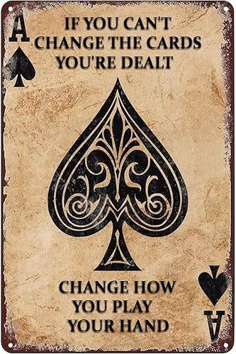 Ace of Spades Poker - Cartel de metal con texto en inglés "Change Play", decoración de pared, arte de pared, decoración de habitación, pintura de