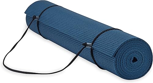 Gaiam Essentials - Tapete de yoga con correa para transporte 720 pulgadas de largo x 240 pulgadas de ancho x 14 de pulgada de grosor 6MM