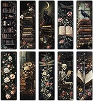 AFRITEE Gothic Dark Academia Bookmarks for Women - 20 Vintage Flower Skull Black Cat Designs, Retro Romance Aesthetic Gift for Book Lovers