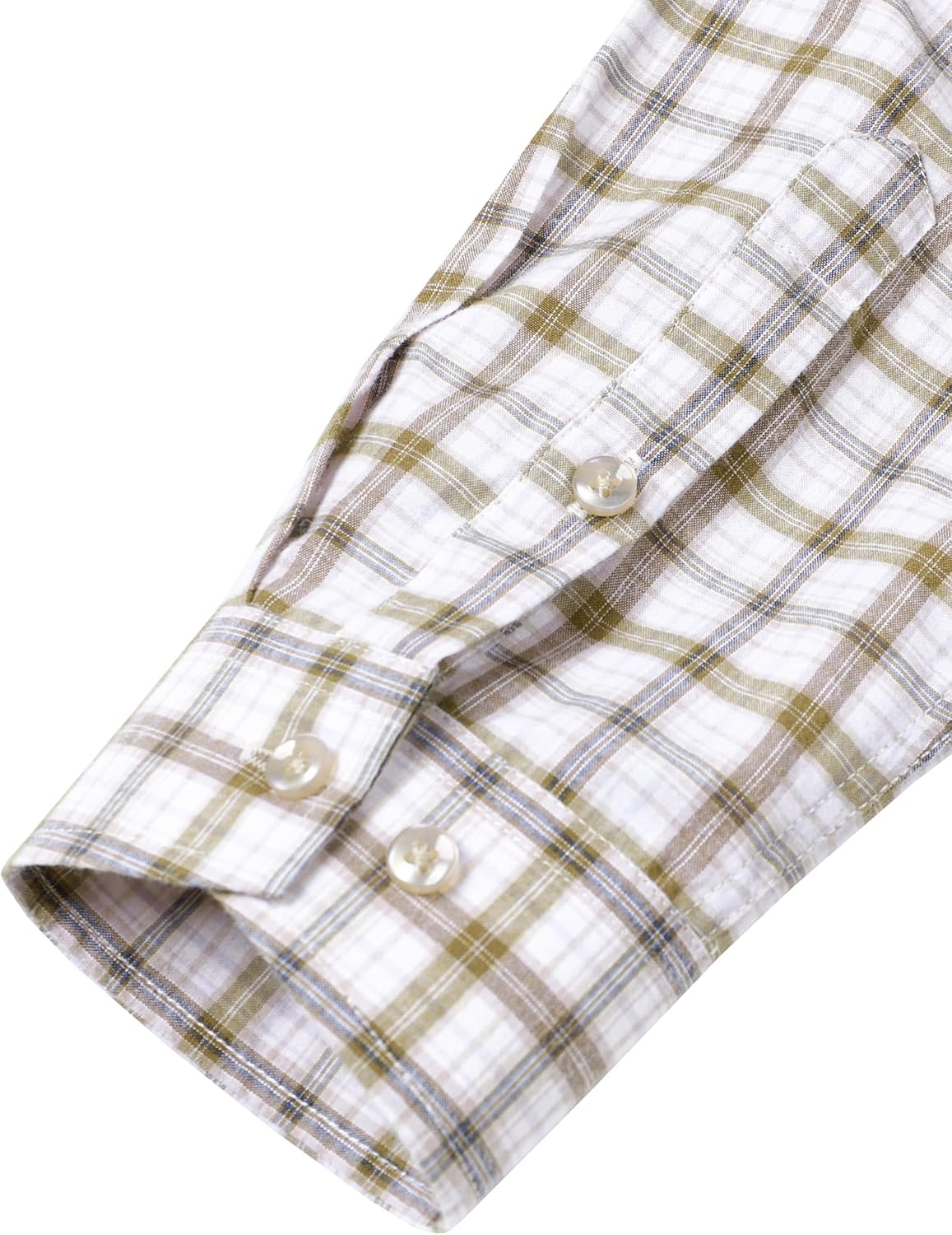 LucMatton Men's Lightweight Gingham Dress Shirt Casual Business Slim Fit Long Sleeve Button Down Shirts with Pocket - Image 6