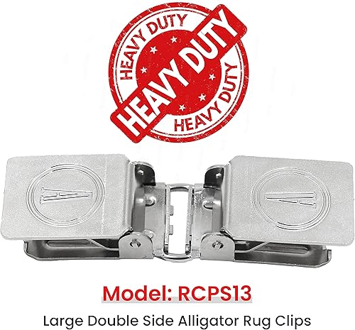 Miniatura 2 de ANDUSTRIAL - Clips grandes para alfombras de cocodrilo de doble cara para extender o unir dos alfombras pesadas y gruesas para exhibir - Plata, 10