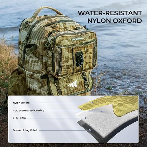 Miniatura 6 de KastKing BaitSpace - Mochila para aparejos de pesca de 50 litros con carpeta de cebo extraíble y 4 cajas de aparejos, soportes para cañas de