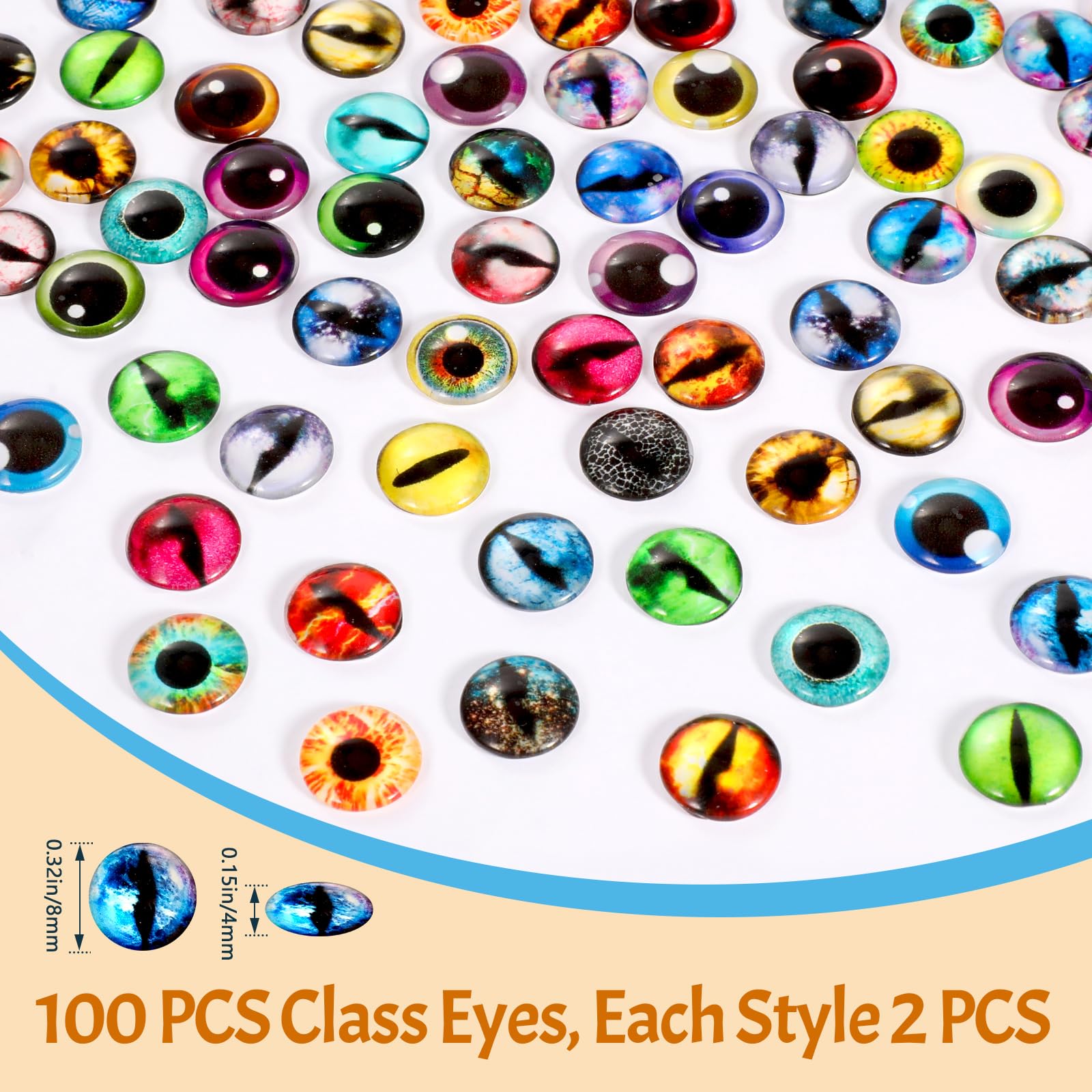 100PCS 18x18MM Rotondo Vetro Drago Occhio di Gatto Cabochon per Bambola