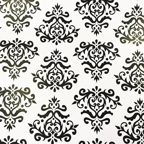 Miniatura 6 de Yifely Revestimiento autoadhesivo para estantes, papel extraíble para muebles para cubrir cajones de apartamentos, damasco negro retro, 17.7