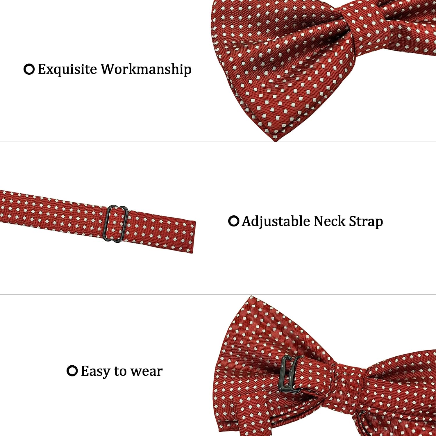 Mens Bow Tie Polka Dots, Boys Bowtie for Formal Tuxedo & Events