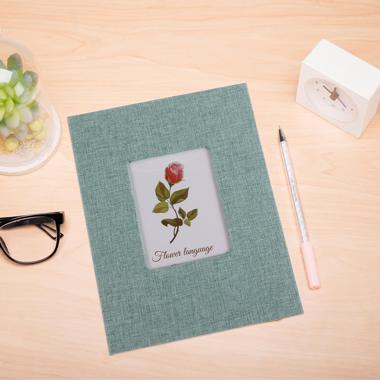 Large 6-inch Photo Album for Boy with 200 Slip-in Pockets, Green Cover and White Pages, Memory and Birthday Photo Book for Family Growth Recording and Picture Storage