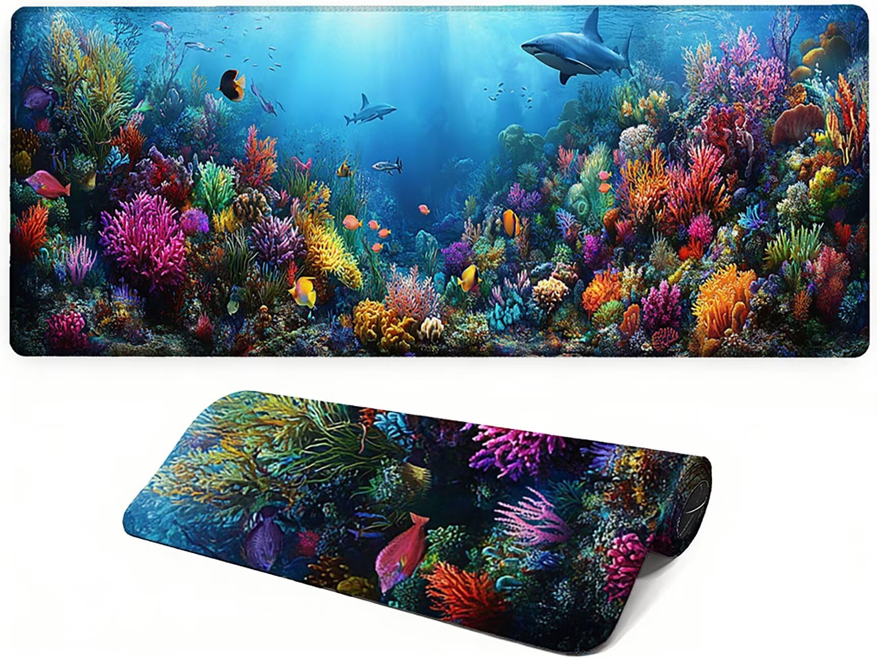 Lejnlnng Podkładka pod mysz do gier XXL, 160 x 80 cm, duża ocean mata na biurko, wodoodporna podkładka pod mysz XL, antypoślizgowa gumowa podkładka pod mysz z przeszytymi krawędziami do biura, do gier