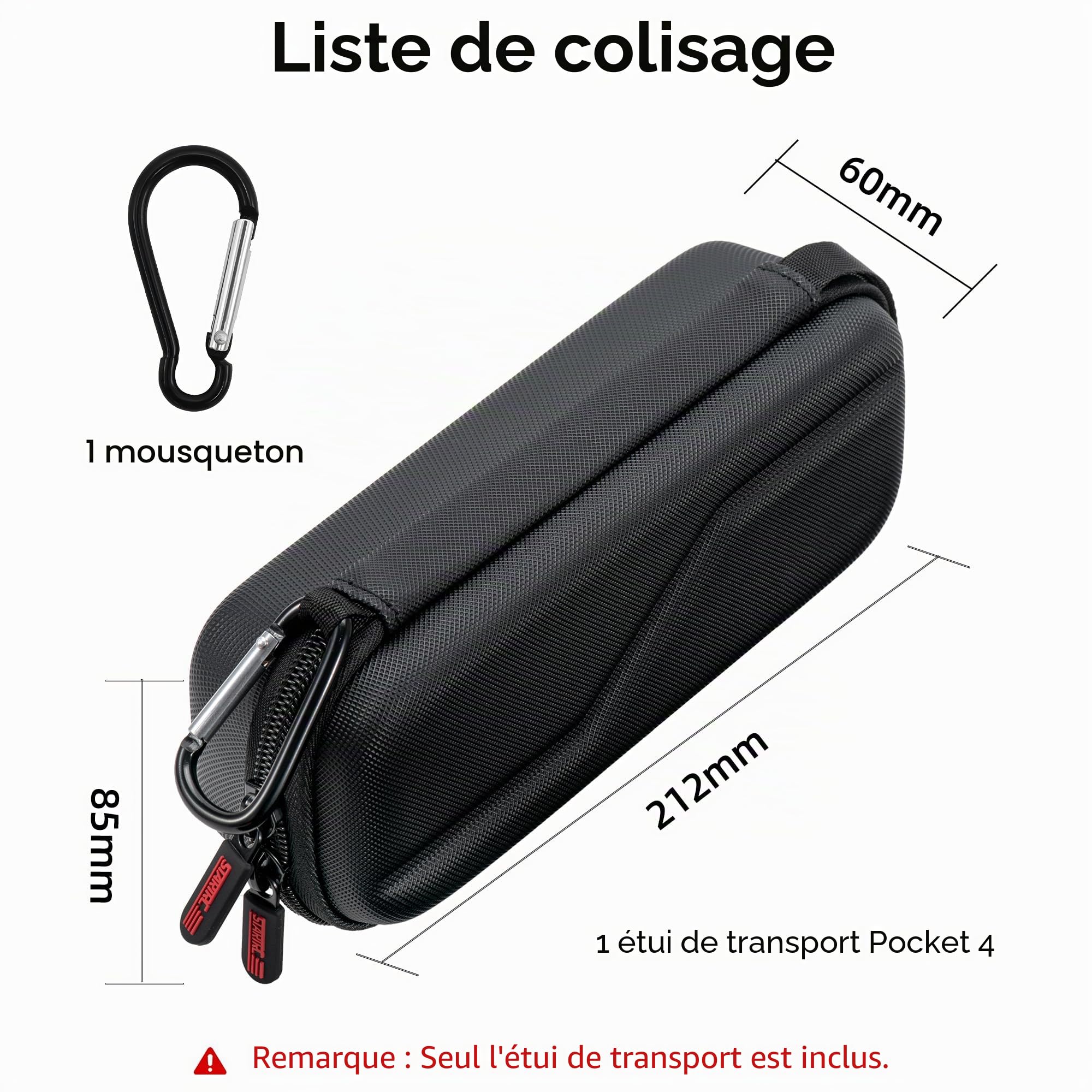 Osmo Pocket 4 Étui de Transport - Sac de Voyage Rangement Rigide Portable Étui de Protection en PU avec Mousqueton pour DJI Osmo Pocket 4 Accessoires D'appareil Photo