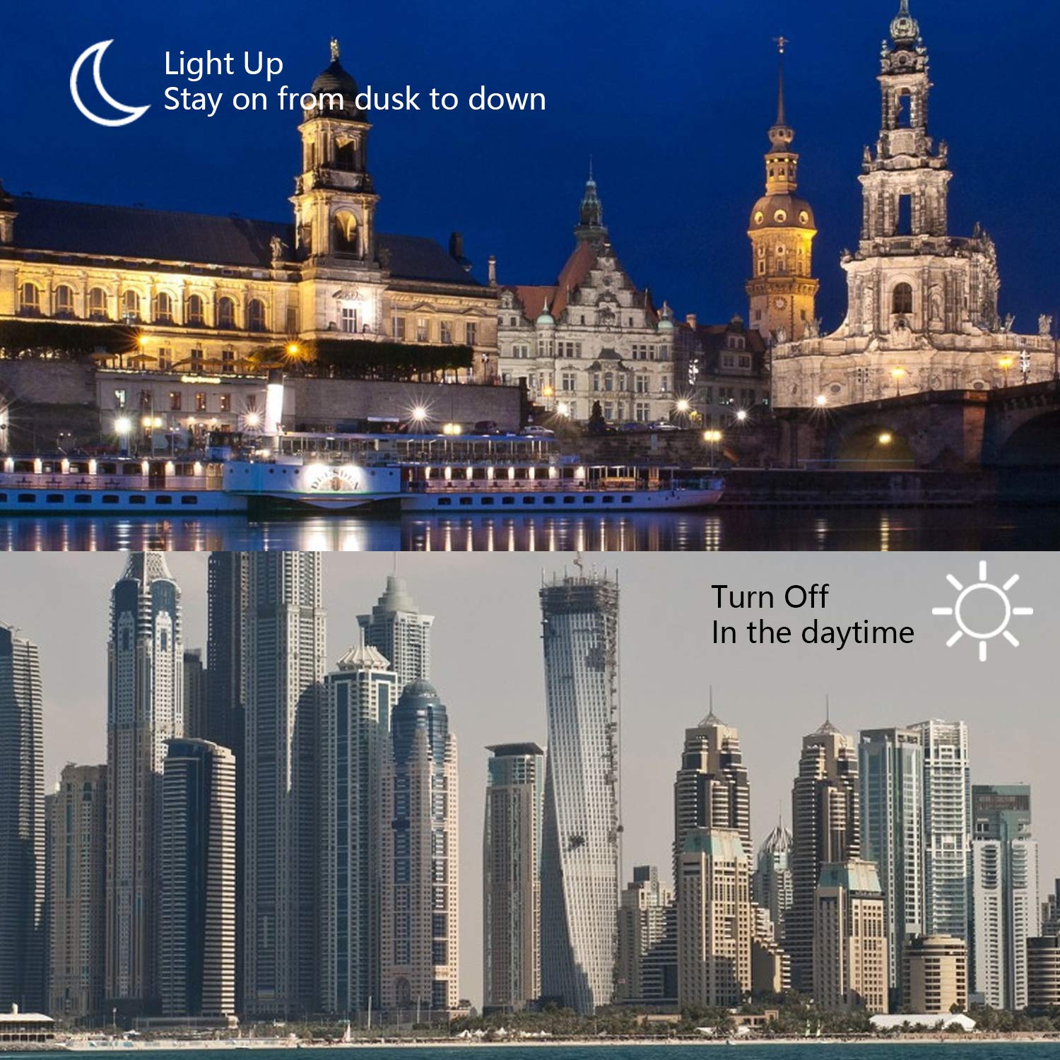 Etrogo Lampadina Crepuscolare E27 Sensore di Luce Bianco Freddo 6000K 10W 100W Equivalenza Auto On/Off 2 Pezzis