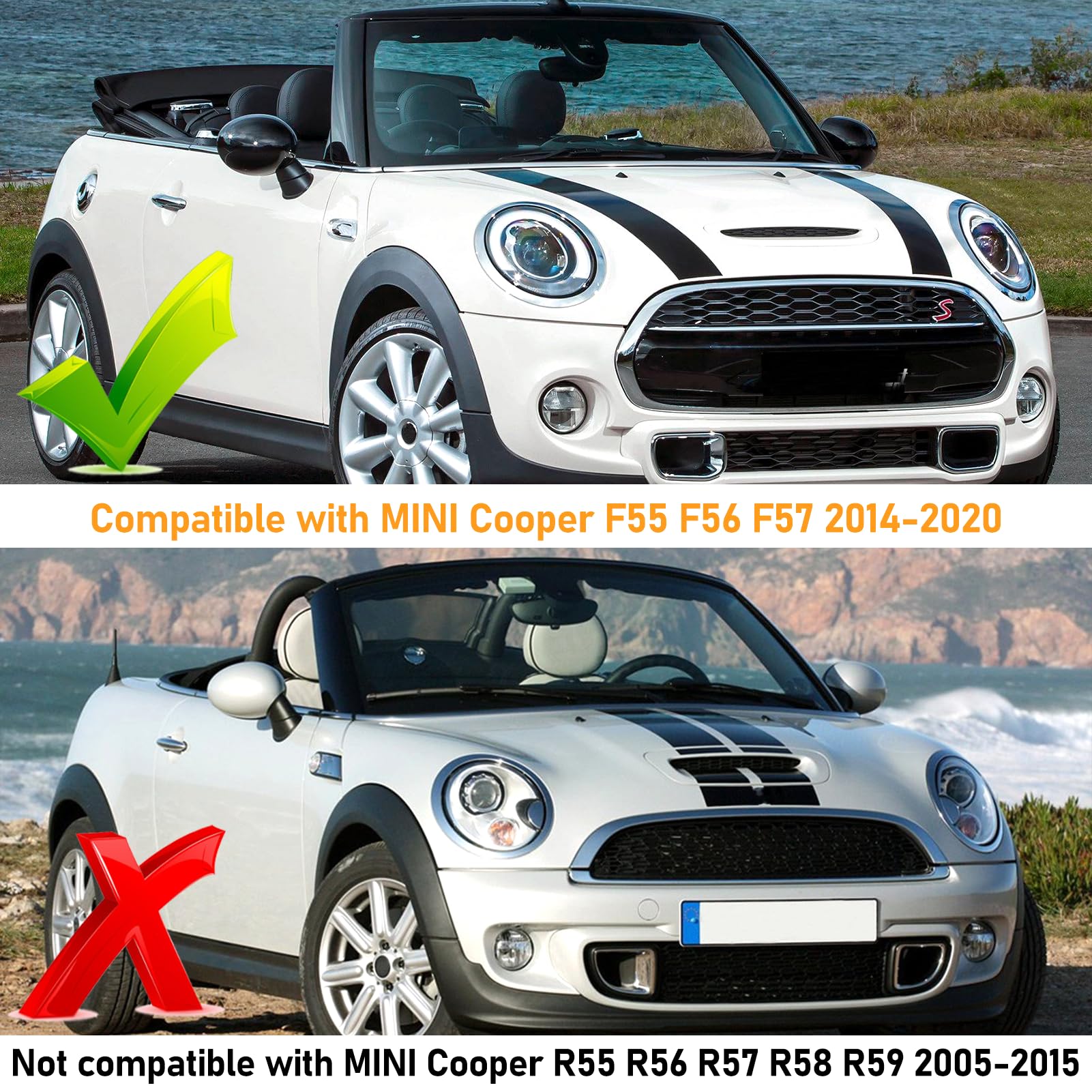 TTCR-II 2PCS Compatibile con Anello Fanale Mini Cooper F55 F56 F57 2014-2020, Lunetta Anello Rifinitura Fari per Mini F56 51137300631 51137300632, F57 Fanali Anteriori Anello Decorativo (Argentato)