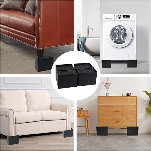 Miniatura 7 de ORLANG Elevadores de cama de 5 pulgadas resistentes, paquete de 4 elevadores de muebles con base antideslizante, elevadores de cama rectangulares de