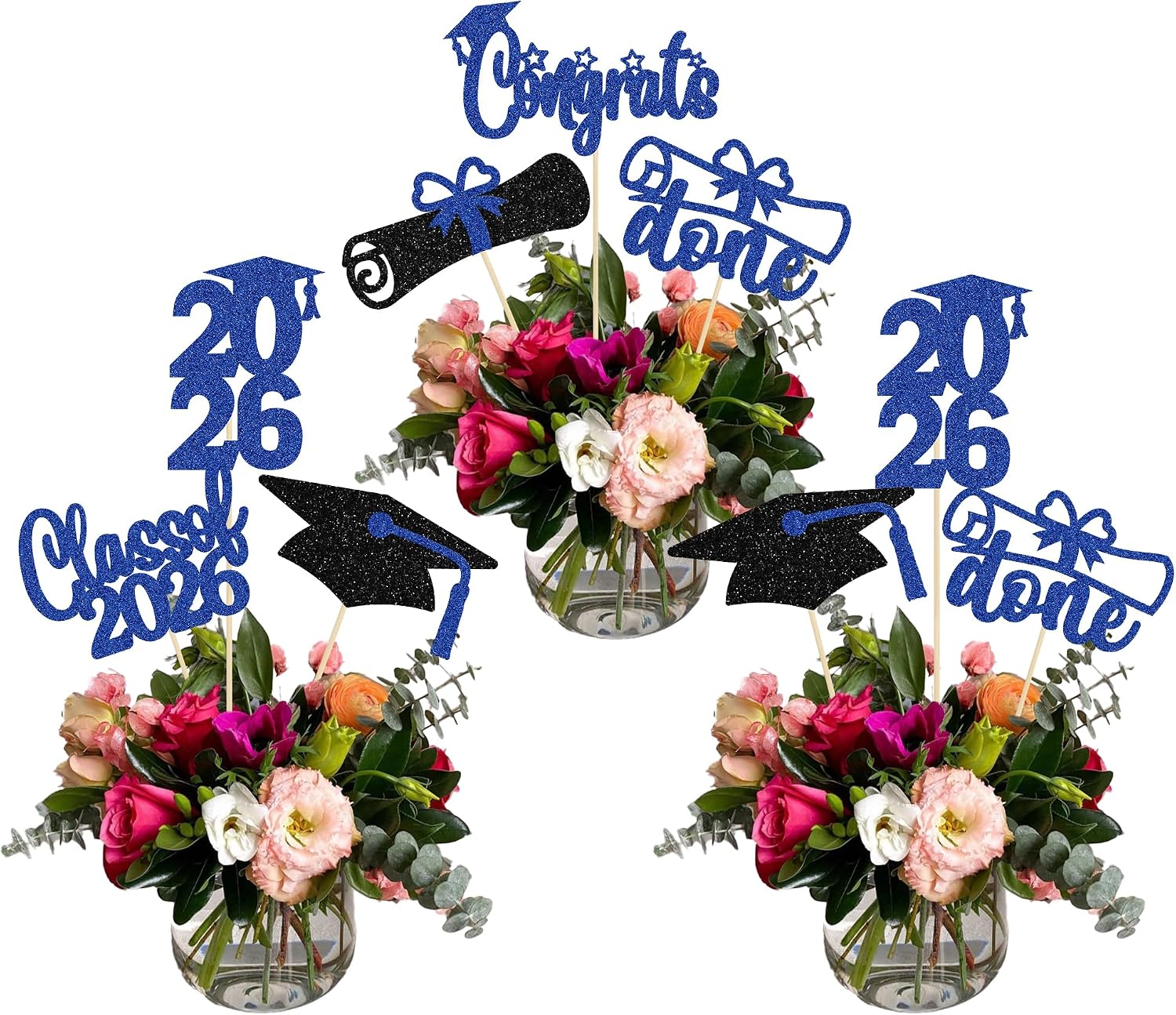  12Pcs Graduation Centerpieces for Tables 2026 Graduation Party Decorations Glitter Graduation Decorations Class of 2026 Picks for 2026 Centerpiece Table Decor Red Black thumbnail