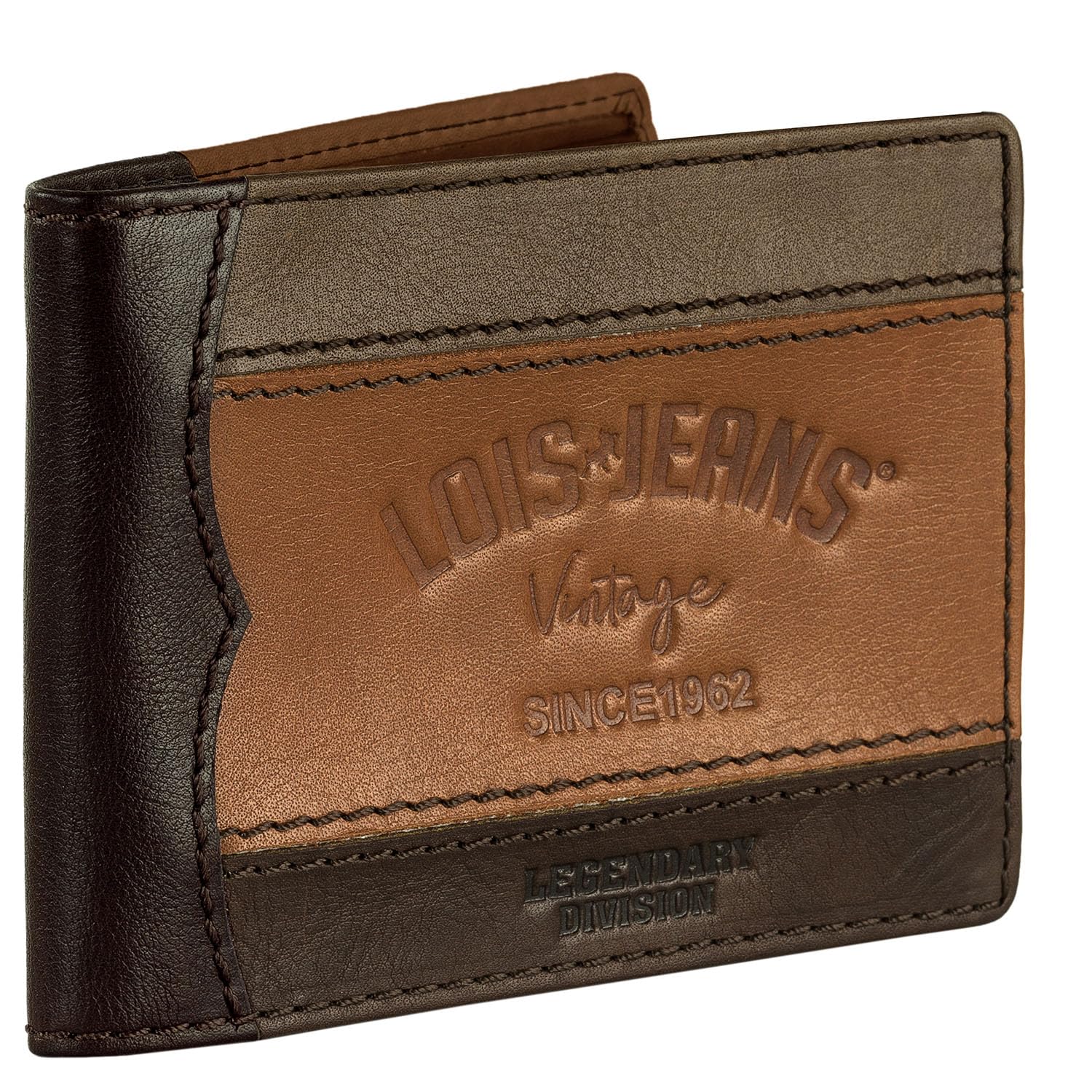 Lois - Cartera de Piel para Hombre - Cartera Hombre Piel con Monedero Interior y Tarjetero, diseño Slim, Cuero auténtico, Regalo Elegante. Proteccion RFID
