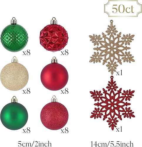 Miniatura 146 de Valery Madelyn Juego de adornos decorativos para árbol de Navidad para otoño, Halloween, 50 unidades de 2.36 pulgadas, rojo, verde y dorado