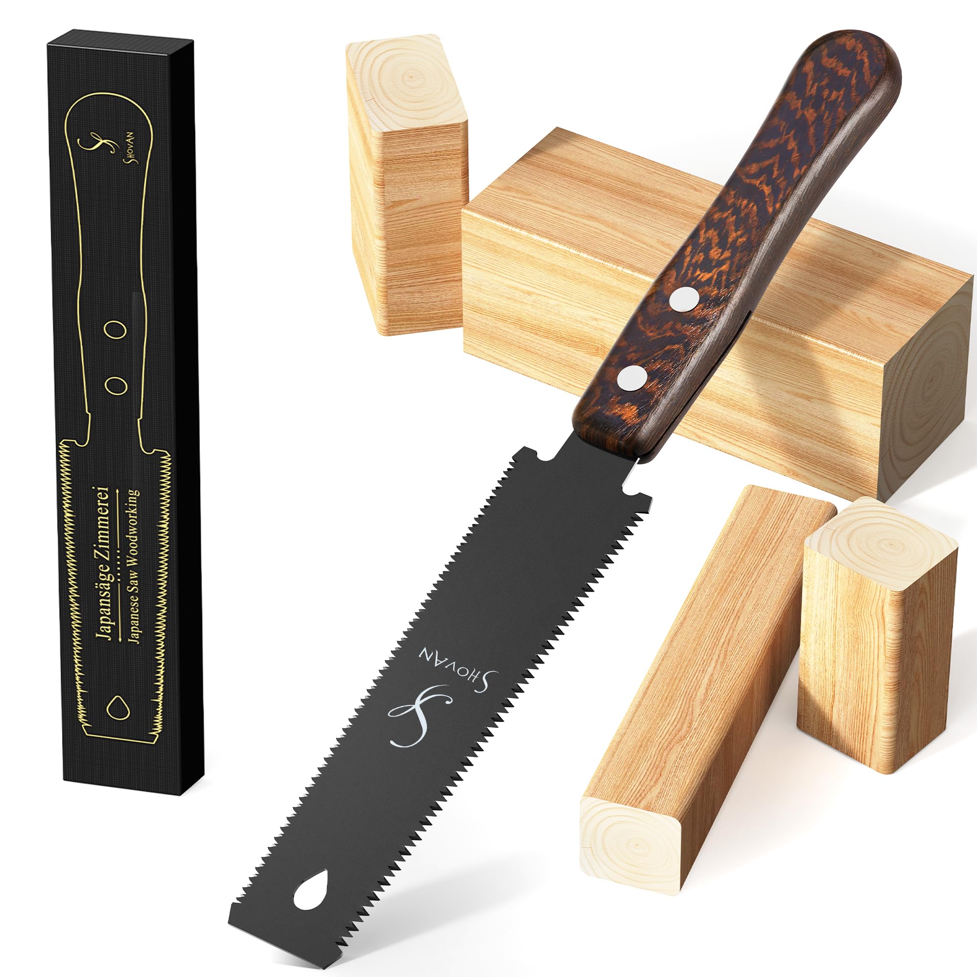 Ryoba Japanese Hand Saw - SK5 Double Edge Flexible Blade (12/17 Teeth Per Inch) Flush Cut Japanese Wood Saw Precision Tool for Woodworking Model Making DIY