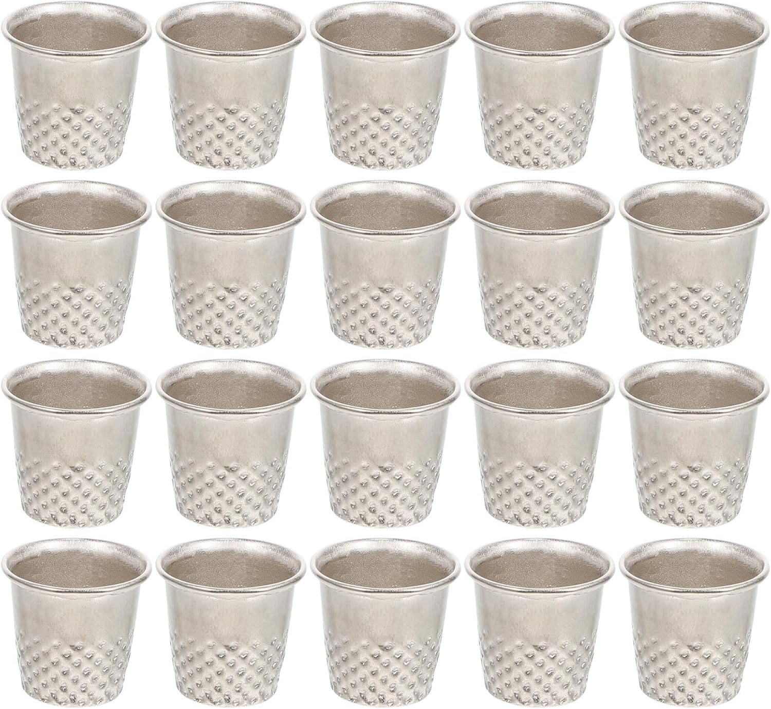 CIMAXIC 20Pcs Sewing Thimbles for Hand Sewing - Metal Quilting Embroidery Protective Thimble Ring - Finger Tip Guard for Cross Stitch Crafting