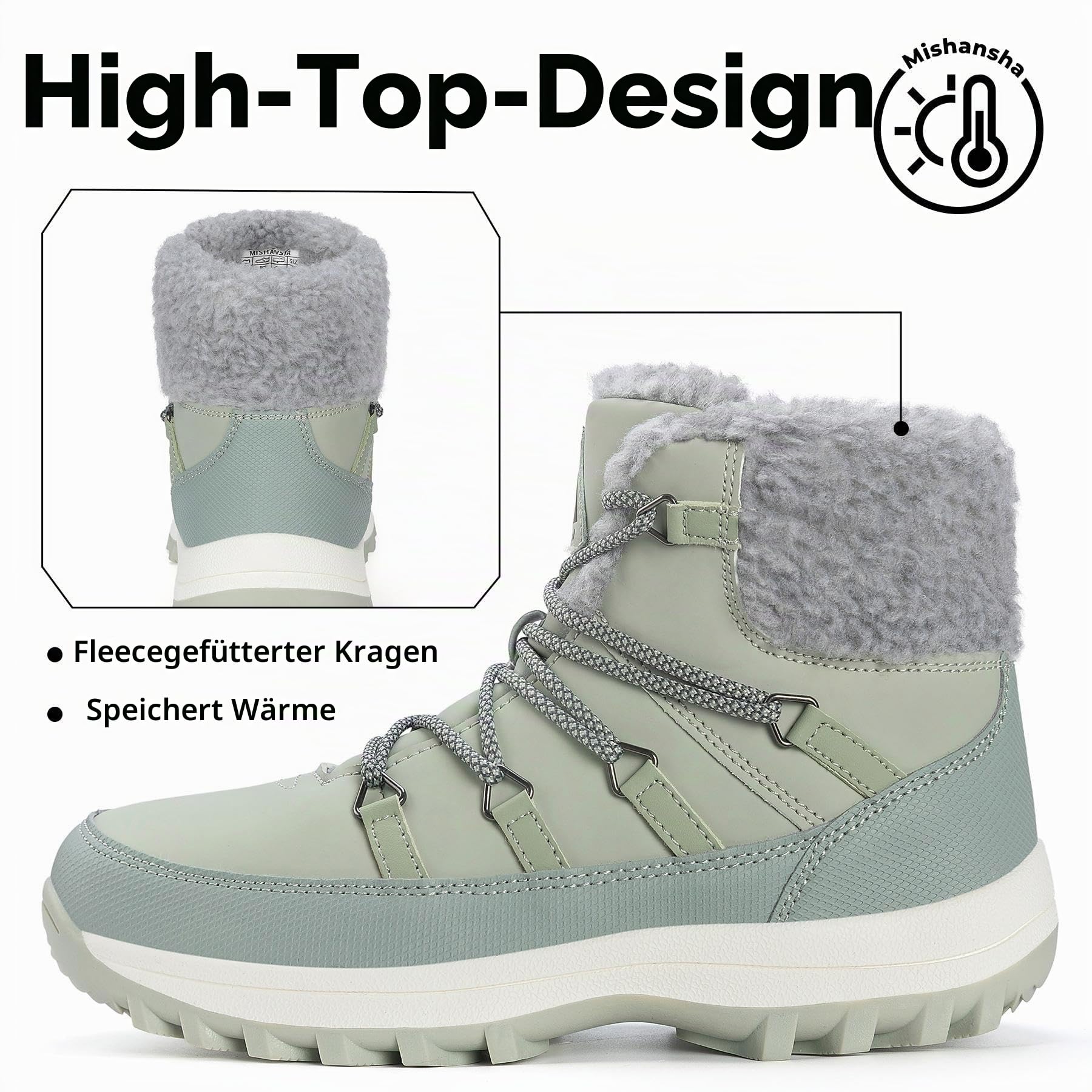 Mishansha Winterstiefel Damen Gefüttert Winter Warme Gr.36-42 | Winterschuhe,Bequeme,Rutschfeste,Leicht,Schneestiefel,Schneeschuhe,Wander Trekking