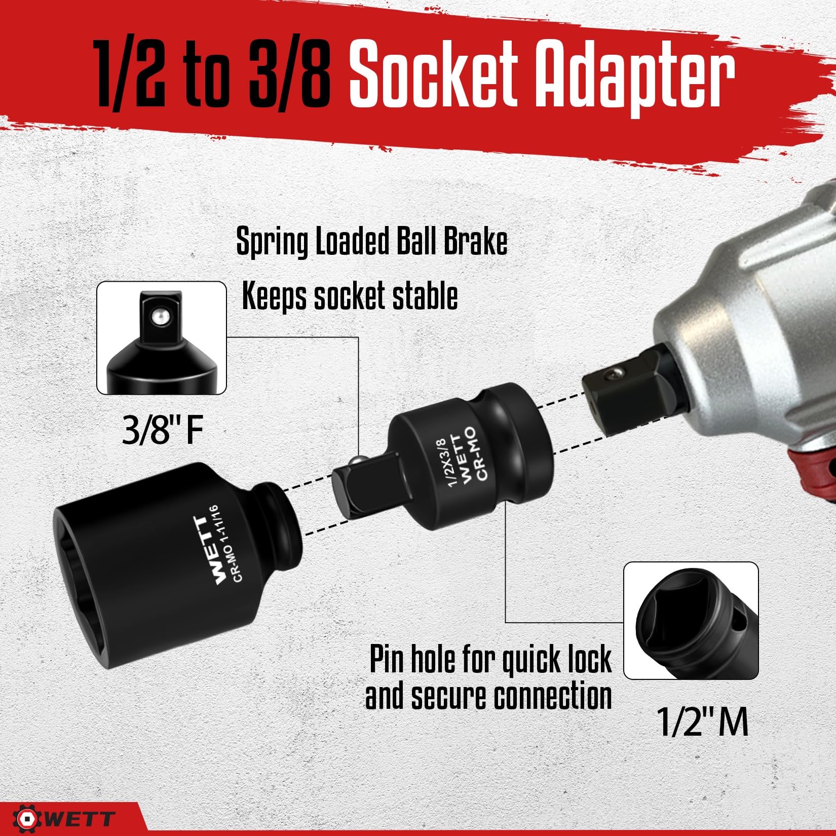 Schlagschrauberbuchse Reduzierstück Set/Step Down Adapter 3/4 Bis 1/2