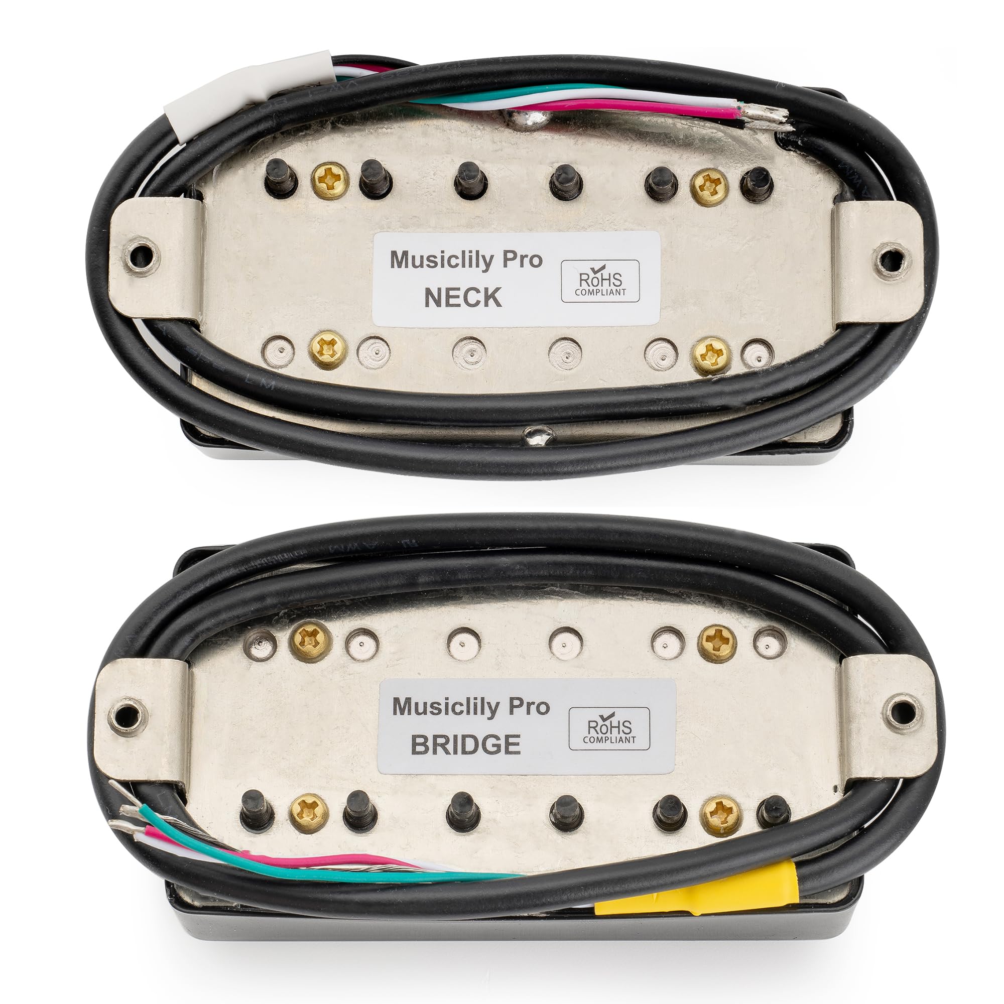 Musiclily Pro LP-CMHA Alnico 5 Pastillas Humbucker Cubierta Mástil Puente Set 7,5K/16K para Guitarra Eléctrica tipo LP, Negro