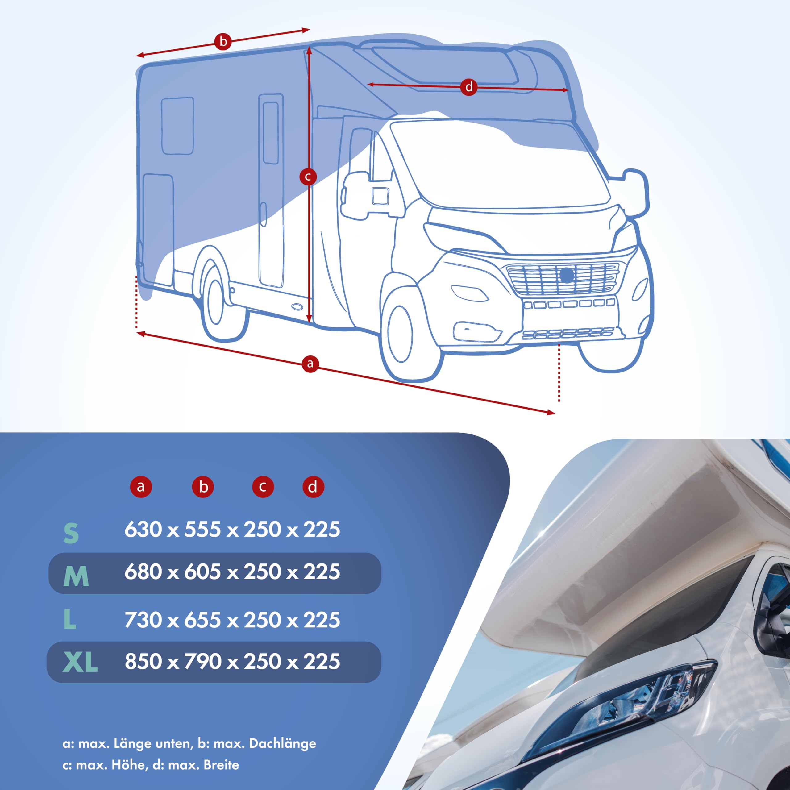 WALSER Premium Wohnmobil Abdeckplane, 100% wetterfeste Wohnmobilabdeckung, wasserdichte Wohnmobilplane mit UV-Schutz, Schutzhülle für Reisemobile + Aufbewahrungstasche 630x250x225cm (Dachlänge: 555cm)