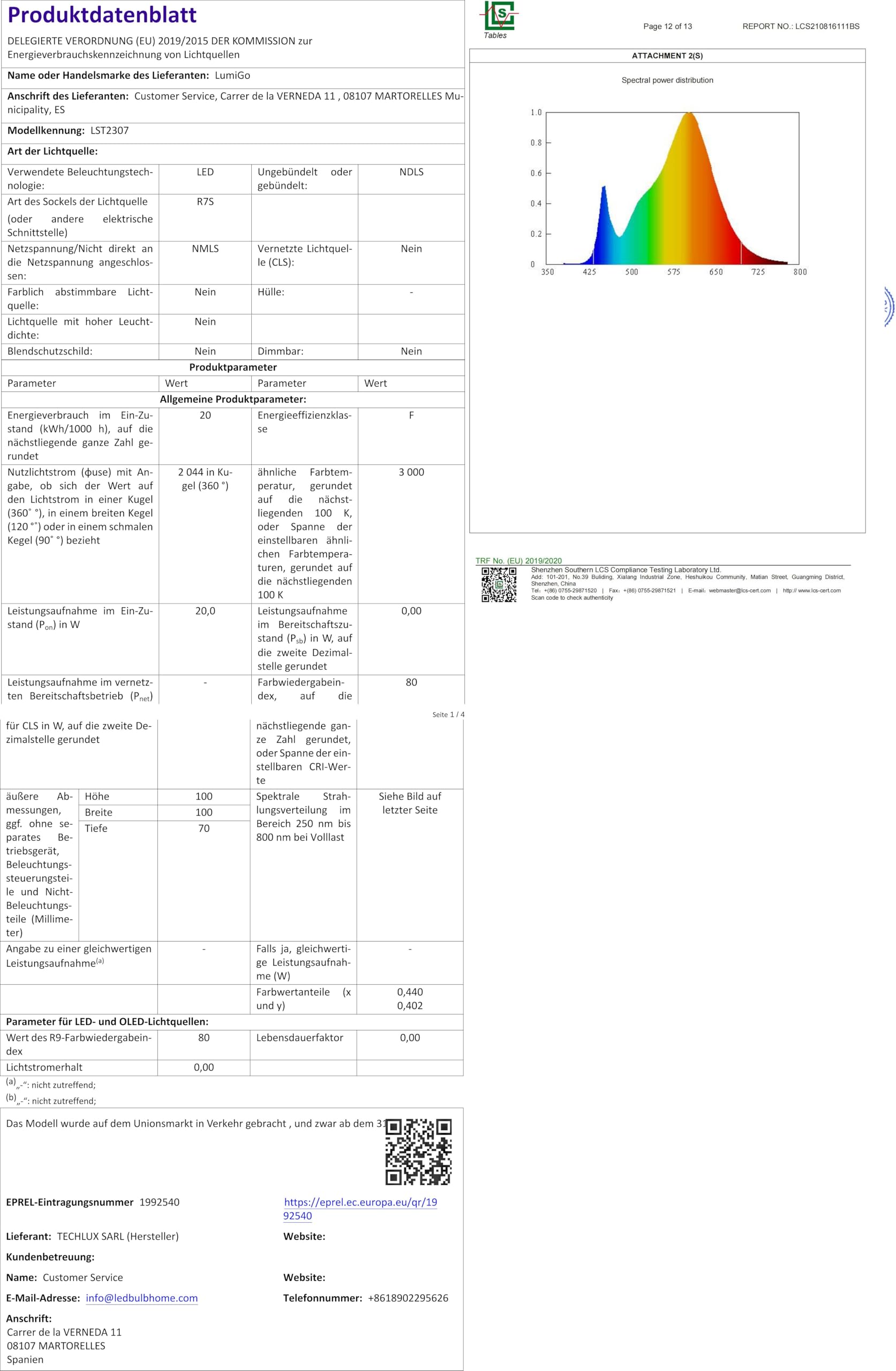 Fagor R7s Lampenfassung – Für Lampen Bis 117,6 Mm Länge, 250V, Mit 25 Cm Kabel