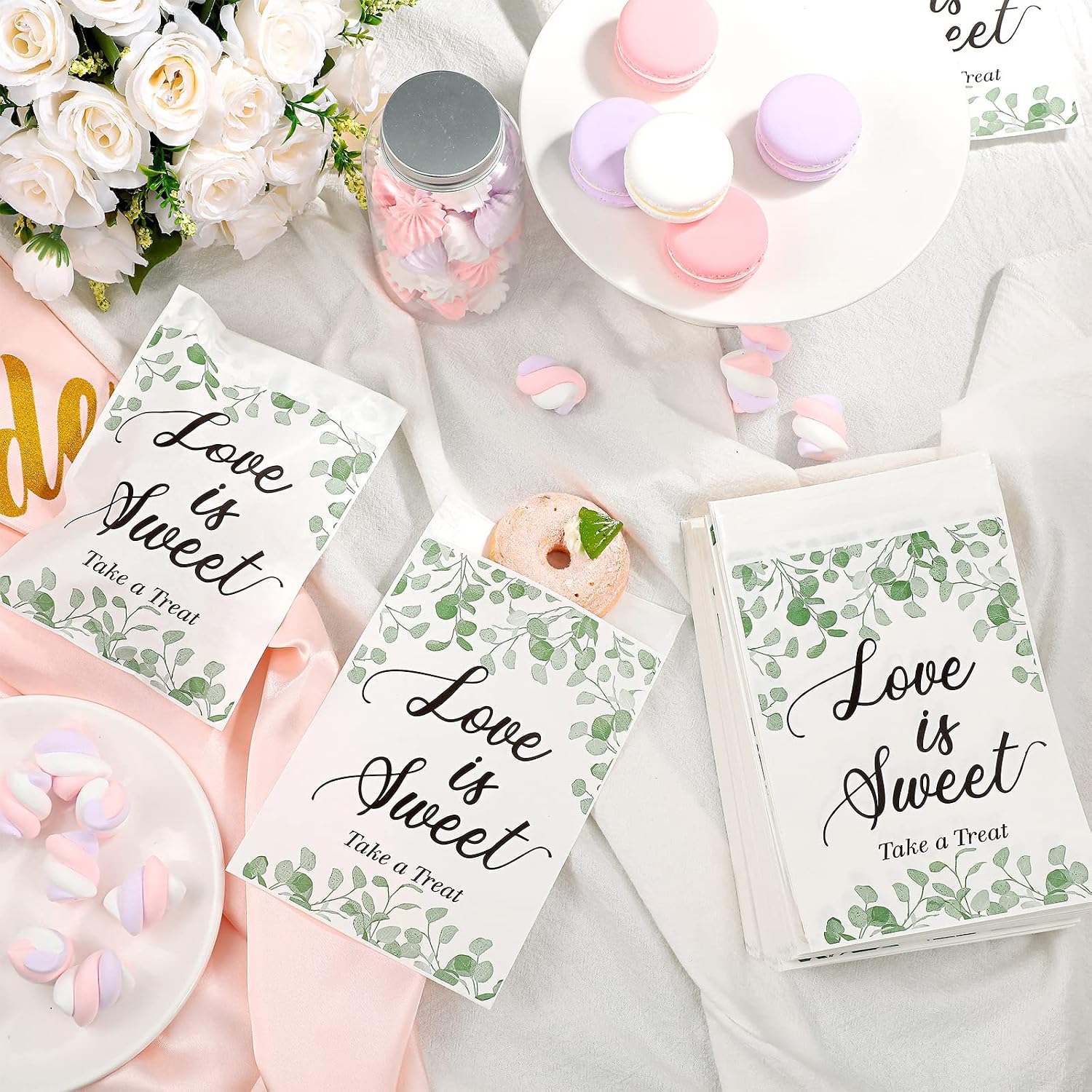 Geyee 200 Pcs Wedding Favor Treat Bags Bulk for Cookie Candy Dessert image 2