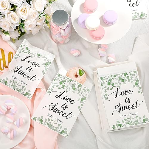 Miniatura 2 de 200 bolsas de bufé de dulces para regalos de boda, bolsas de regalo de boda, bolsas autoadhesivas de regalo de boda, bolsas de papel kraft Love Is