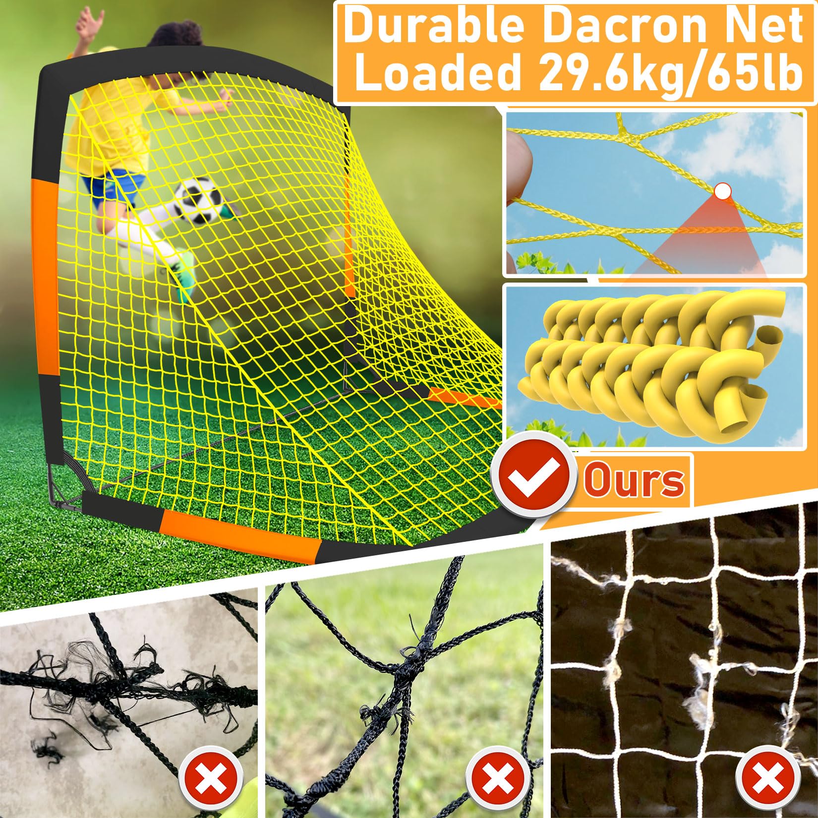 Happy Jump Rete da Calcio Pieghevole 213x152 CM con Pallone, Bersaglio, Pompa e Coni