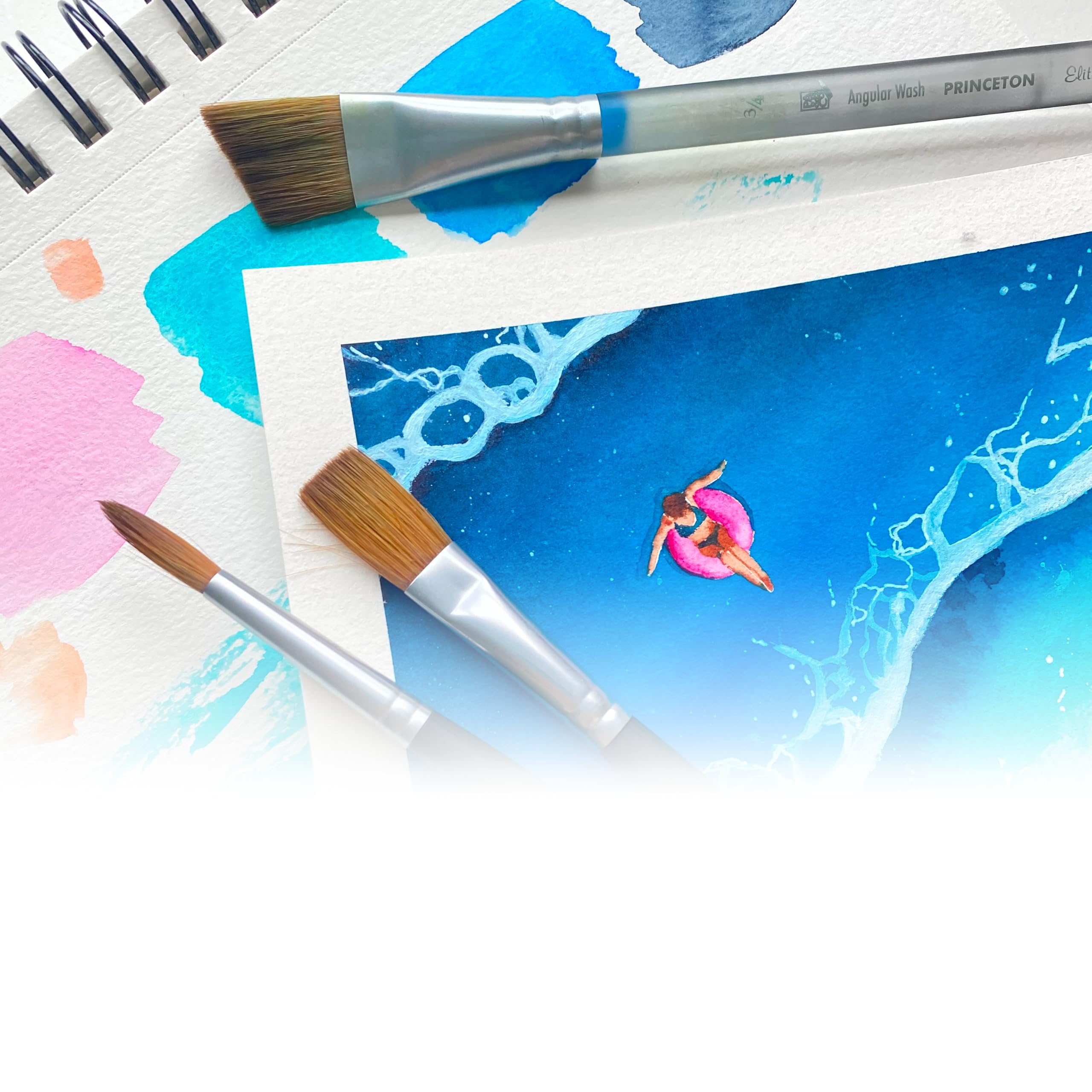 Princeton Pinselset Aqua Elite Serie 4850, synthesisches Kolinsky-Haar für Aquarell, Set mit 4 kurzstieligen Pinseln