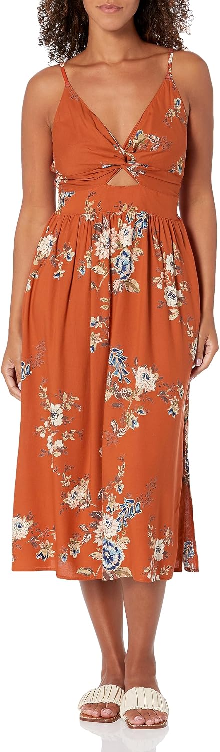 chinese dress ladies Angie Women's Printed Twist Front Keyhole Maxi Dress at Amazon Women's  Clothing store