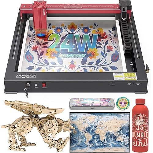 ATOMSTACK A24 Pro Series Laser Engraver, Unibody Laser Cutter and Engraving Machine, 600mm/s High Speed Laser Engraver for Wood and Metal, Acrylic, Glass, etc.(24W-A24 Pro)
