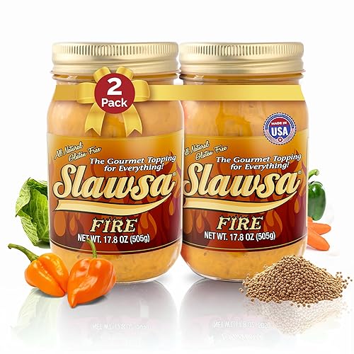 Miniatura 8 de Salsa Habanero para salchichas y hamburguesas 17.8 onzas – Slawsa Fire Gourmet Repollo Topping con pimientos habaneros reales | Sin gluten, vegano,