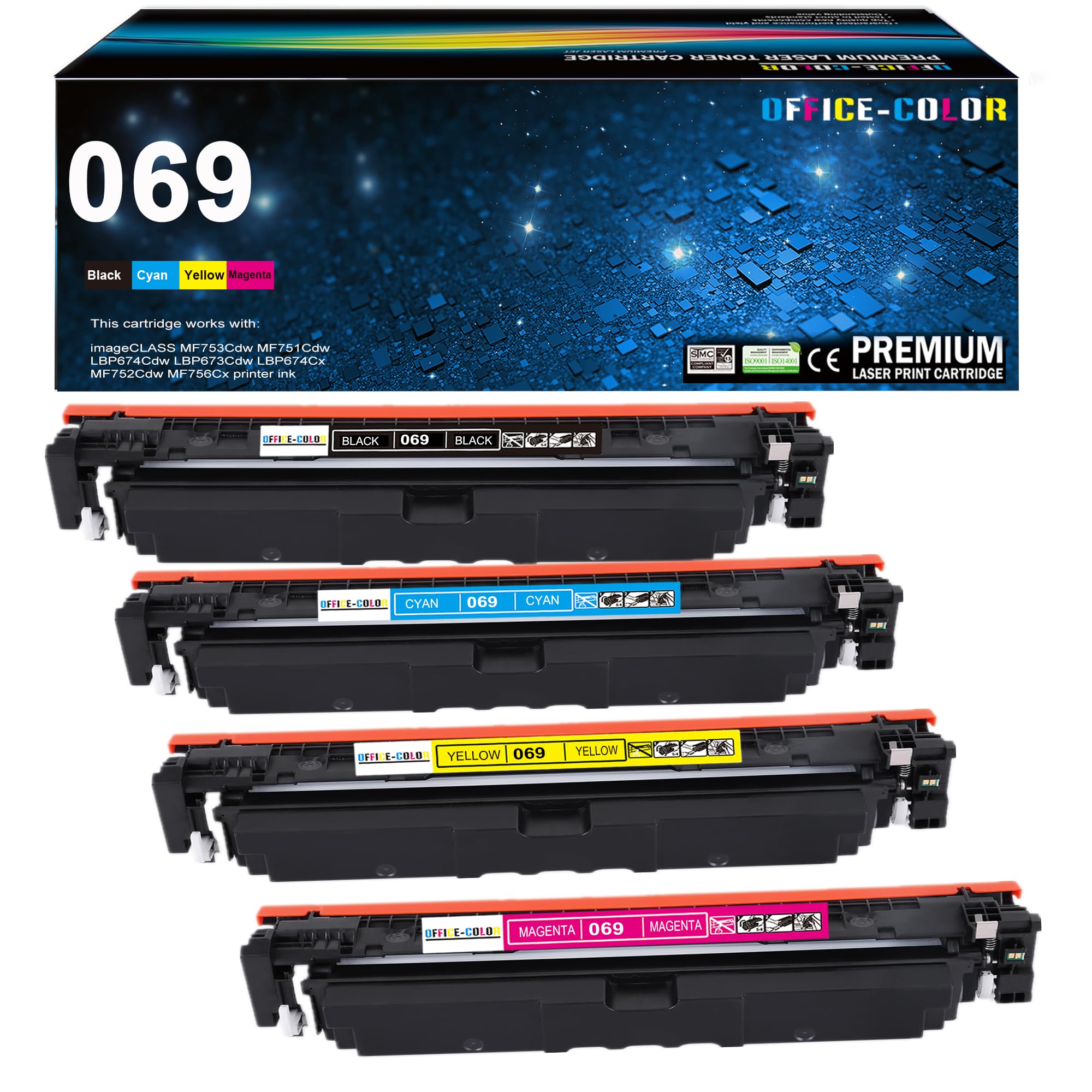 069 Black Cyan Yellow Magenta Toner Cartridge Set MF753Cdw MF751Cdw