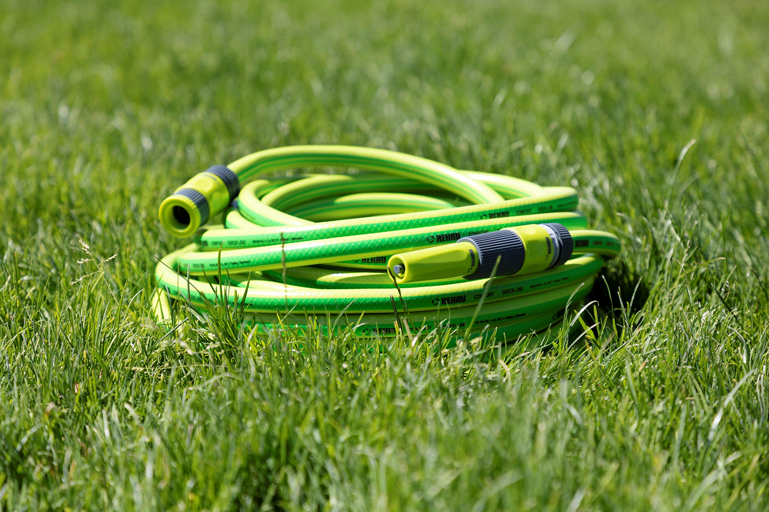 Rehau 50 m Gartenschlauch flexibel, Comfort Line, grün, Durchmesser: 13 mm (½ Zoll), Wasserschlauch druckfest, stabiler Schlauch für Garten, Bewässerungsschlauch 1/2 Zoll, grün-gelb, 18481 6