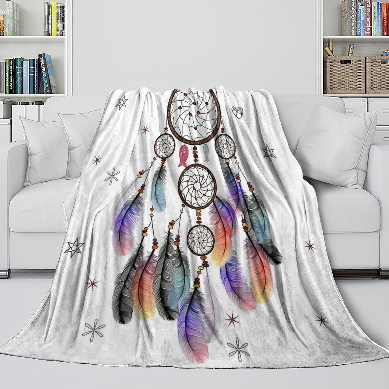 Weiche 3D Druck Traumfänger Decke Mikrofaser Wohnkultur Traumfänger Sofadecke für Erwachsene Schlafzimmer 80×90(200x230cm)