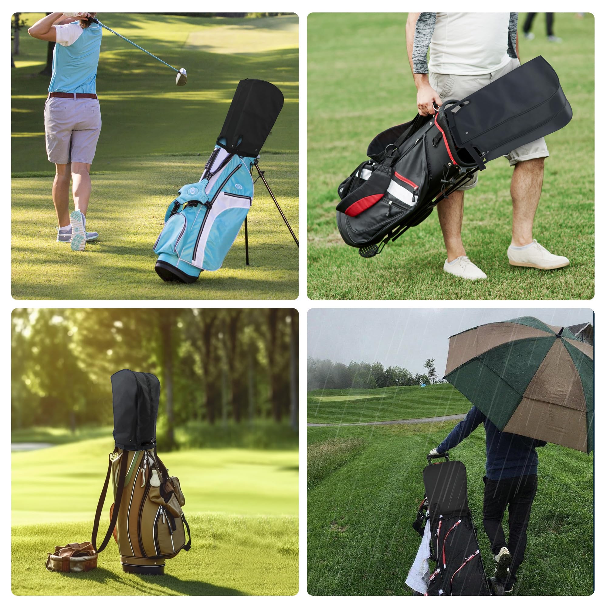 ohbien Housse de pluie imperméable universelle pour sac de golf avec sangles à boucle fixe, tissu Oxford 900D, accès facile, s'adapte à la plupart des sacs de golf et chariots de transport