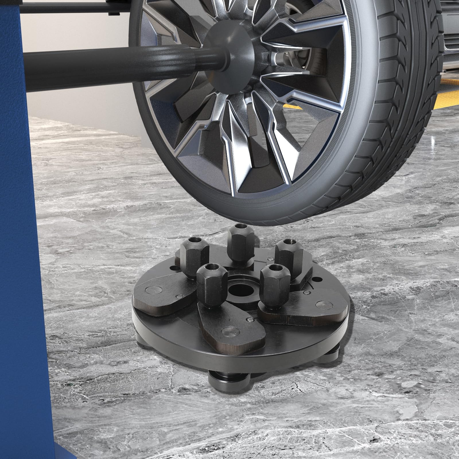Adaptador de equilibrador para Llantas, Accesorio Universal para máquina de Equilibrio, Herramienta de Giro de neumáticos de diámetro de Eje de 40 mm, Rueda de 5 Lug balanceador