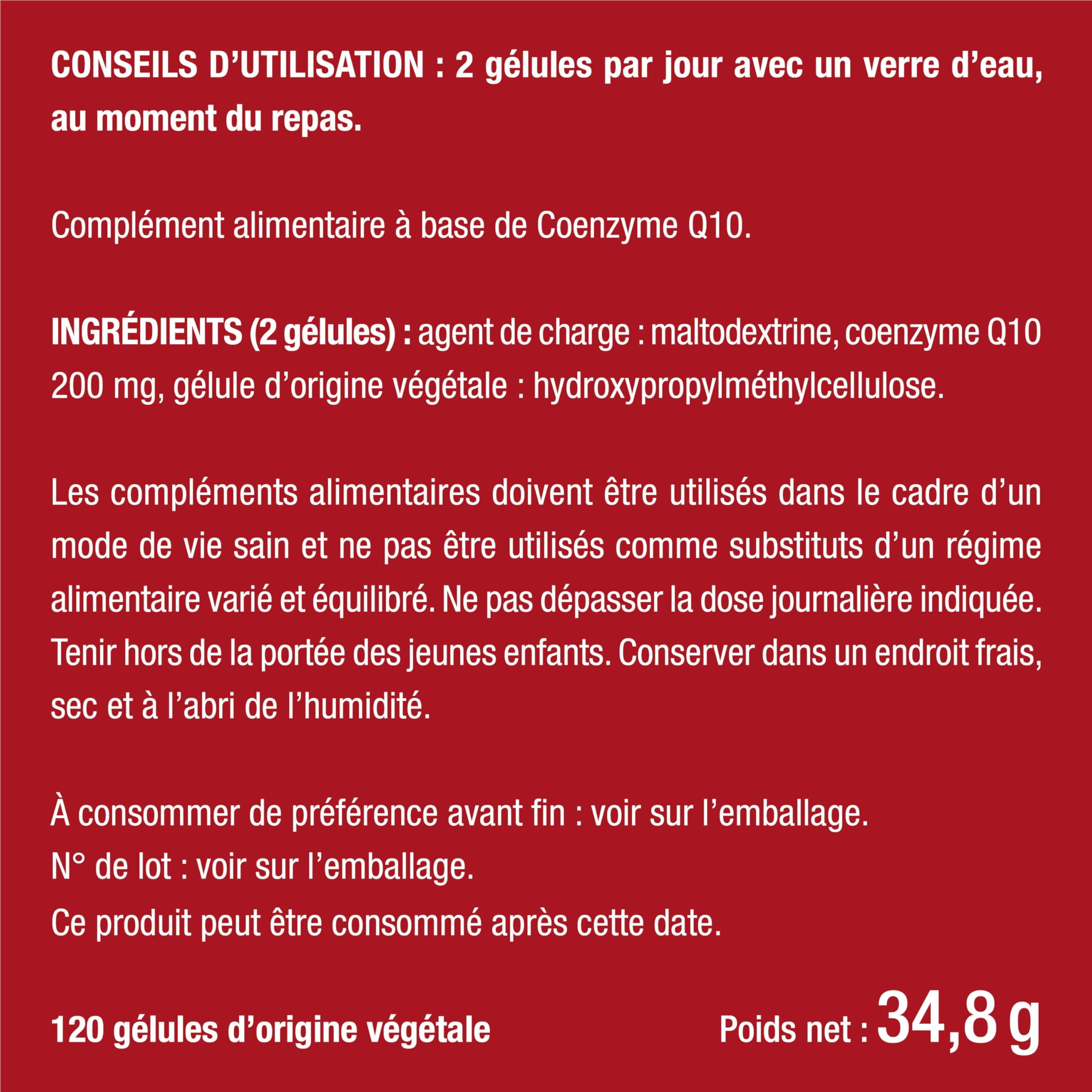 COENZYME Q10 - Précurseur de l'Ubiquinol - Puissant Antioxydant Naturel - Protecteur Anti-Age - Énergie Cellulaire - Absorption Maximale - 120 Gélules Vegan - Nutrimea - Fabriqué en France