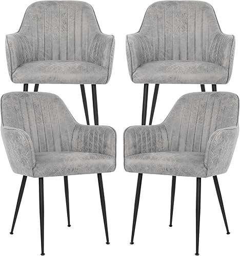 Miniatura 39 de thksbought Juego de 2 sillas de terciopelo y sillas decorativas tapizadas con patas chapadas en oro para sillas de sala de estar (gris) Conjunto