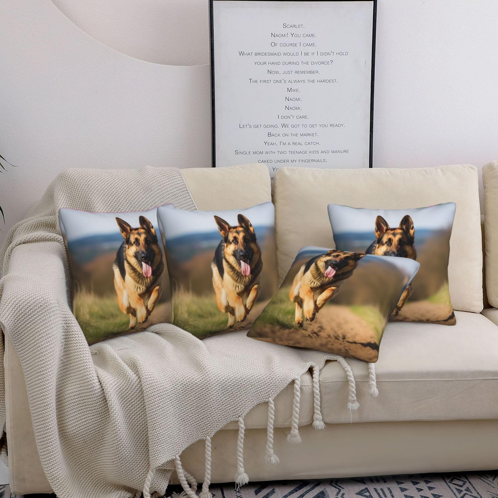 Housse de coussin Berger Allemand 50x50 cm lot de 4 pour salon