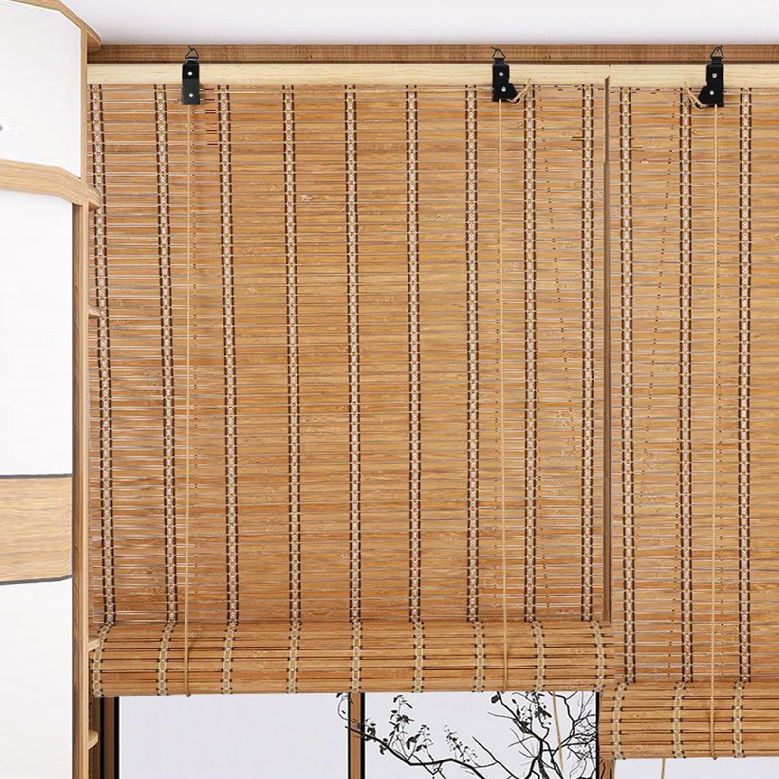 Rideau en Bambou,Store Enrouleur Bambou,Store Venitien en Bois,Store Fenetre Occultant à Traction Latérale pour Exterieur,Protection Solaire,Personnalisable,Largeur x Hauteur (140cm x 260cm)