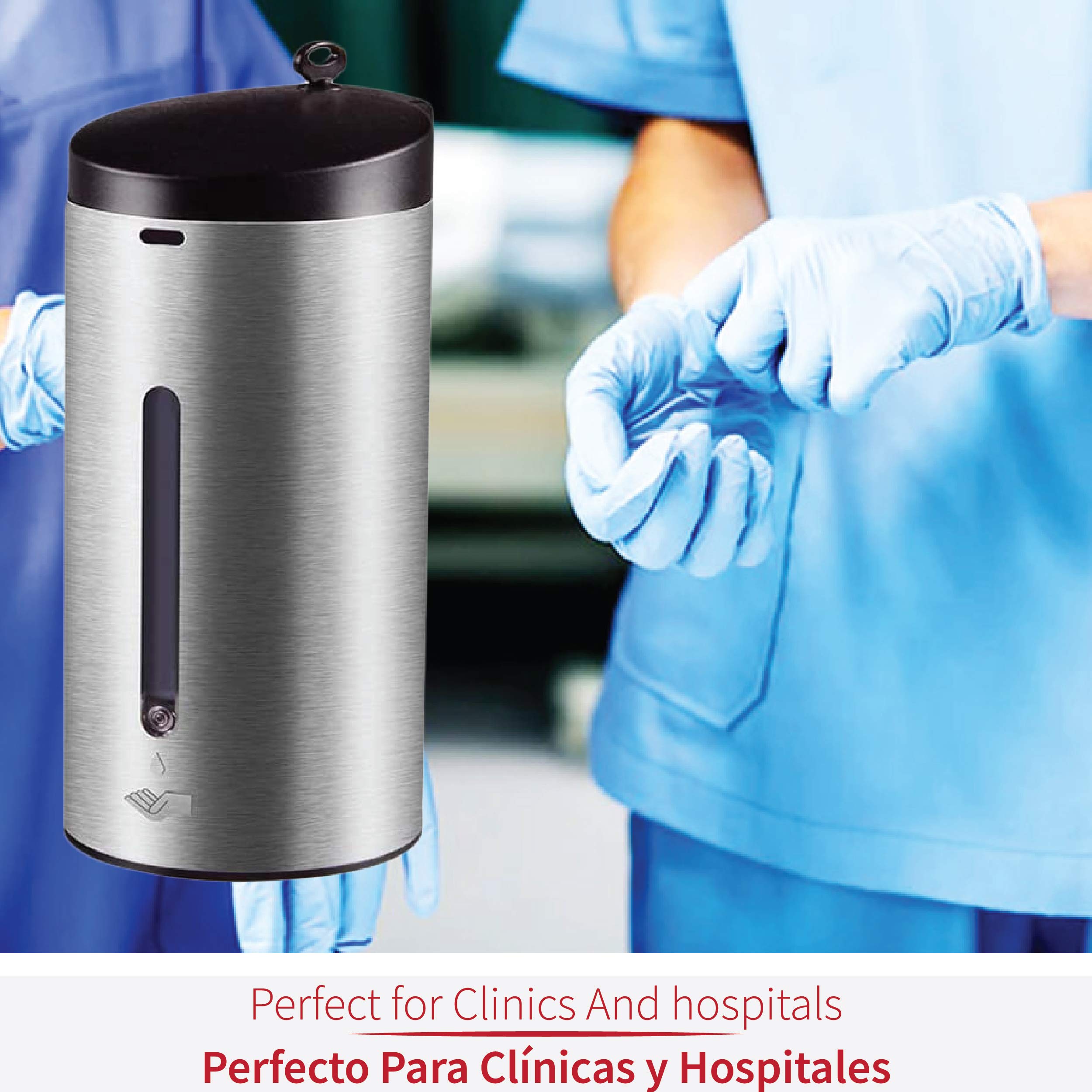 Dispensador Gel Hidroalcoholico Automatico GR.5095 en Acero Inox 650 ml · ÚNICO DISPENSADOR EN EL MUNDO DISEÑADO ESPECIALMENTE PARA GEL HIDROALCOHÓLICO · Tratamiento Exterior Anti-bacteriano
