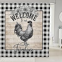 Vista 22 de Cortina de ducha de calavera de toro, cortina de baño rústica retro con estampado de piel de vaca occidental, diseño de herradura, girasoles