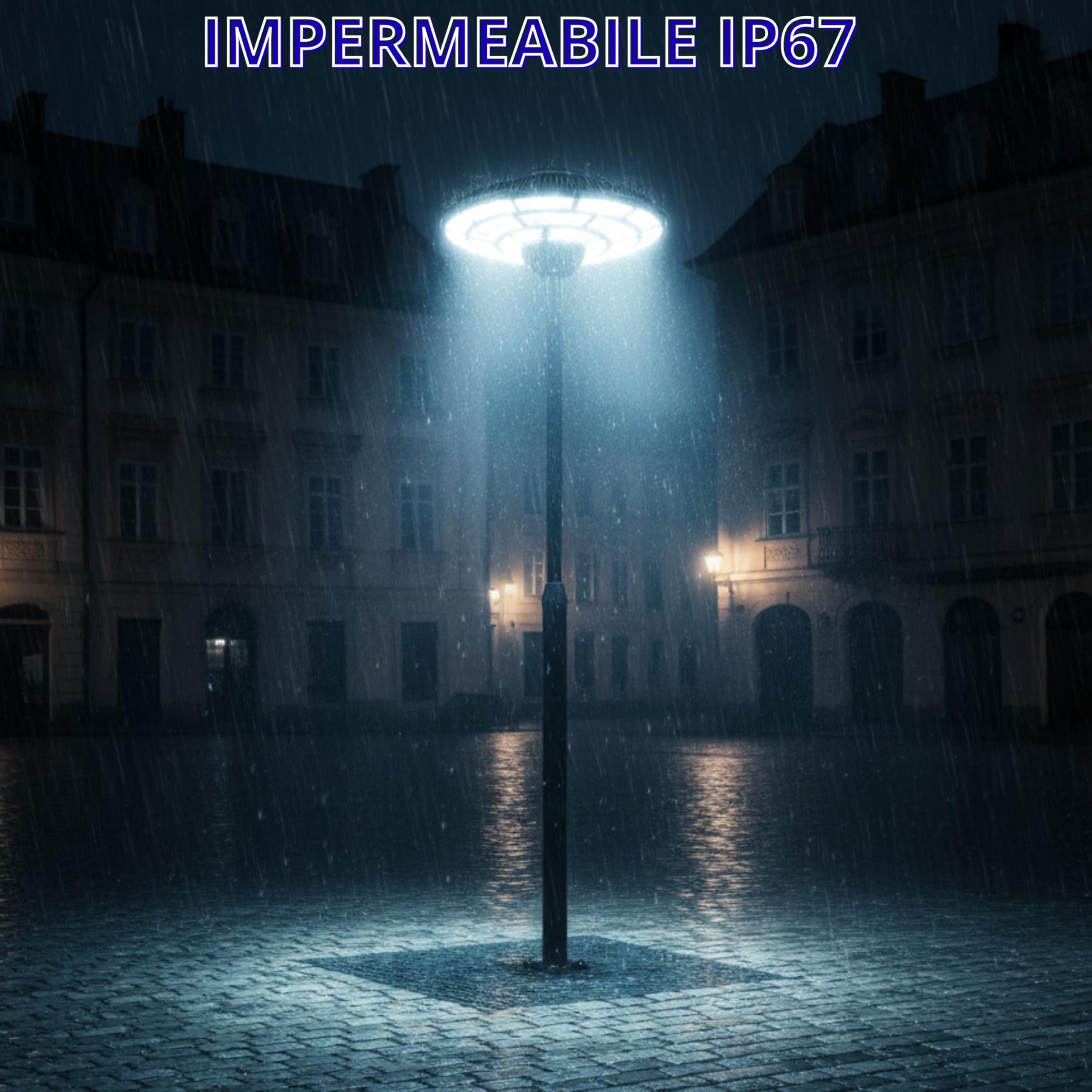 YASTA Lampione Solare da Giardino Esterno 2000 Watt Ø 61cm Faro Led Stradale Forma Ufo Con Telecomando Luce Fredda Lampada con Sensore Movimento e Crepuscolare IP67