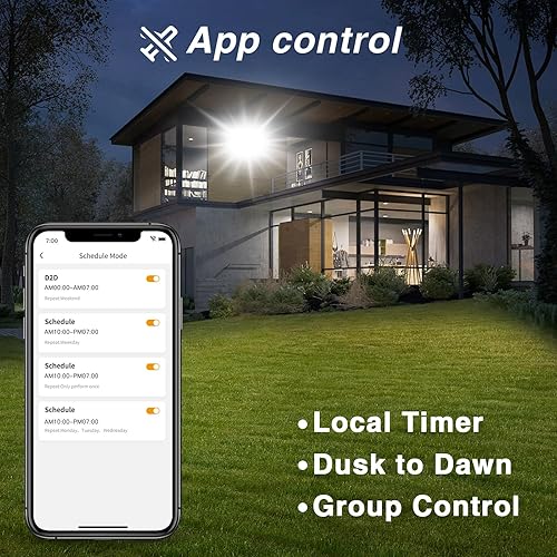 Miniatura 3 de Luz de inundación LED regulable para exteriores, reflectores inteligentes de 200 W, 20000 lm, 2000 K-6000 K blanco sintonizable, temporizador de