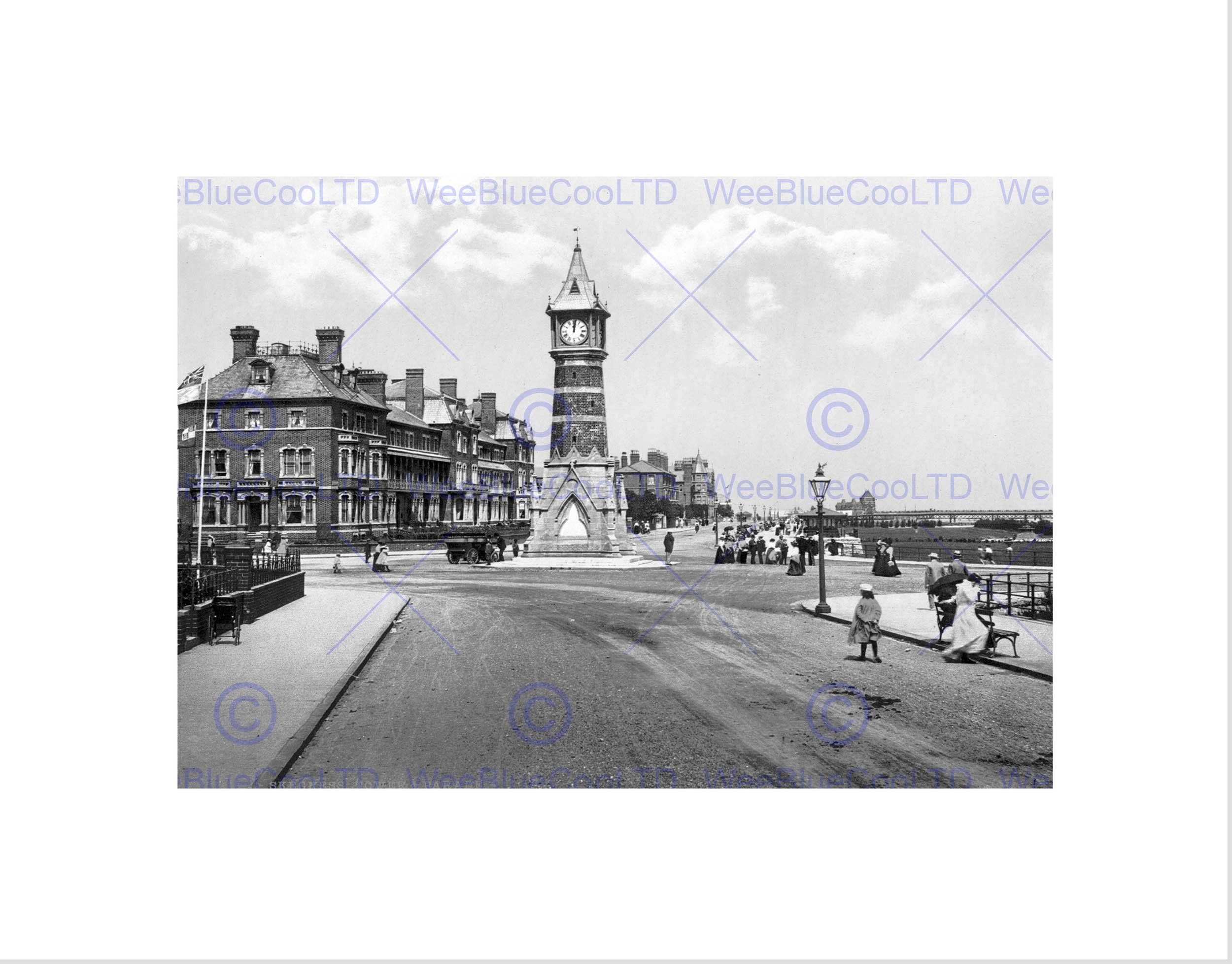 Wee Blue Coo SKEGNESS TOWER AND PARADE ENGLAND OLD BW BLACK FRAMED ART PRINT PICTURE B12X885