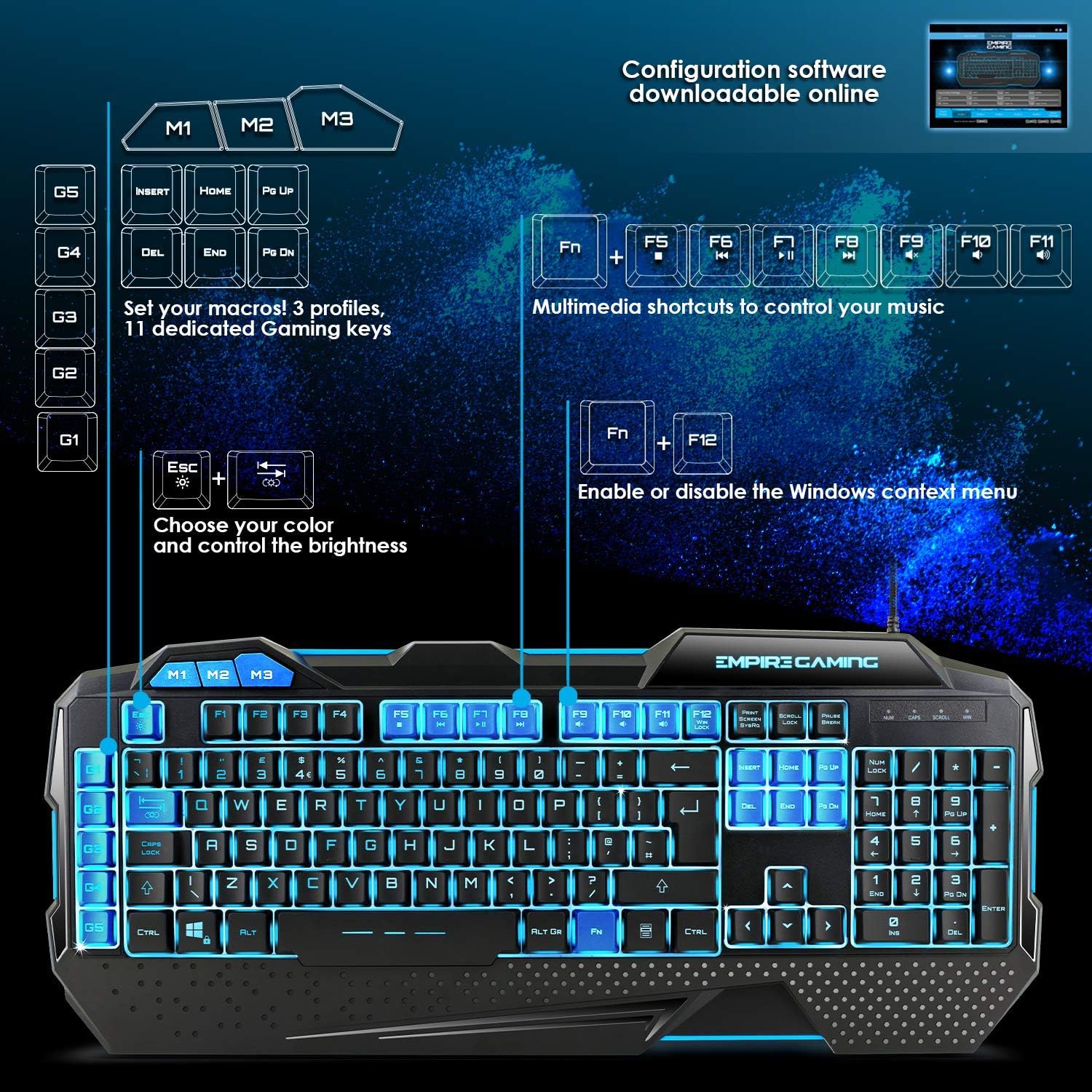 EMPIRE GAMING Hellhounds Keyboard features and controls