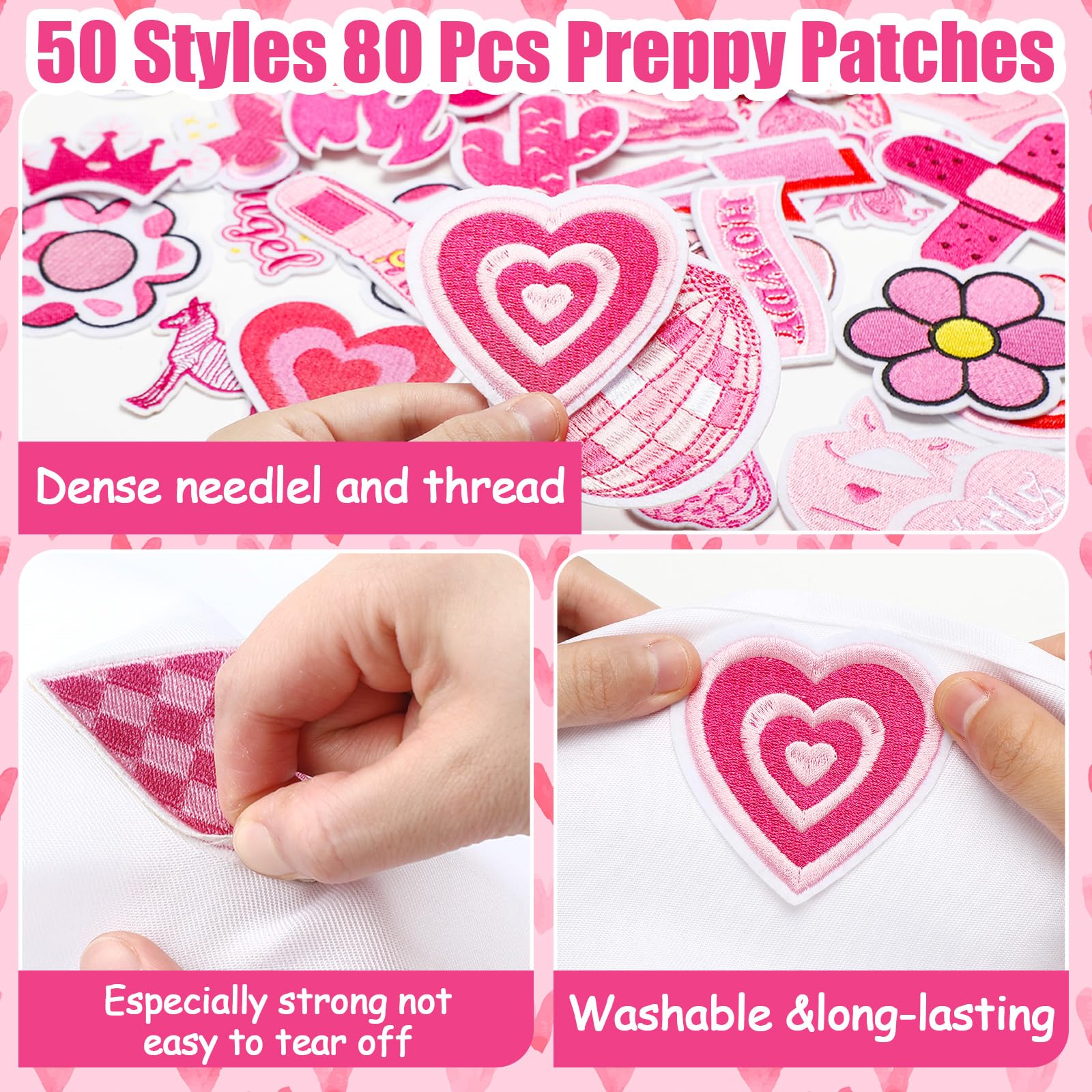 80 parches para sombreros de camionero, parches para planchar a granel, parches de vaquera occidental, parches rosas para coser en ropa, parches bordados para chaquetas, mochilas, accesorios de