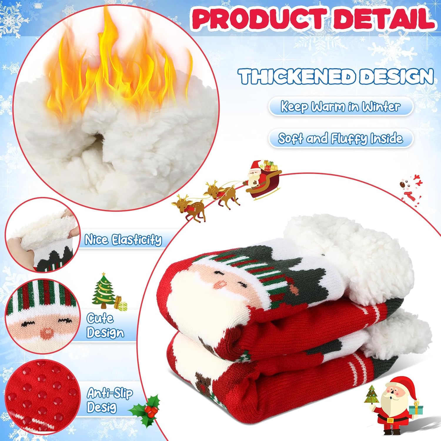 Suhine 8 Pairs Christmas Fuzzy Slipper Socks for Women Plush Coral Fleece Warm Non-slip Holiday Socks for Xmas Winter Gifts - Image 5